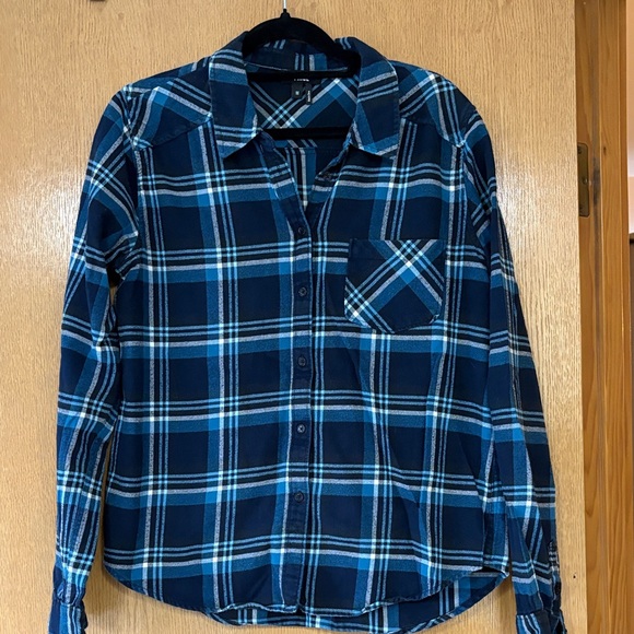 PAIGE Blue and White Plaid Flannel Button Down Shirt-M - Picture 1 of 8